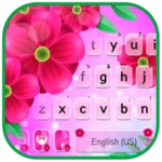 bright pink floral android application logo